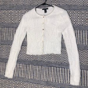White Fluffy cropped Forever21 sweater